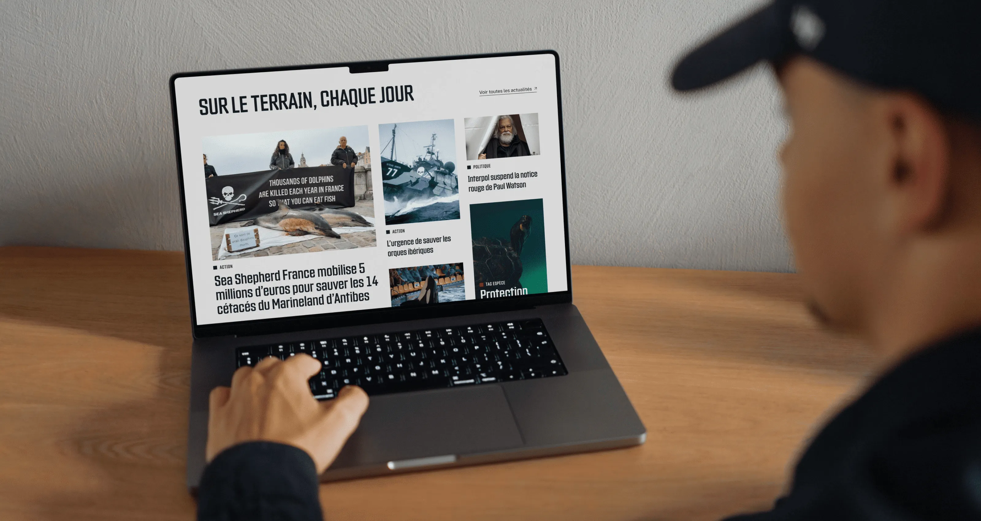 Interface du site Sea Shepherd développé en CMS Kirby.
