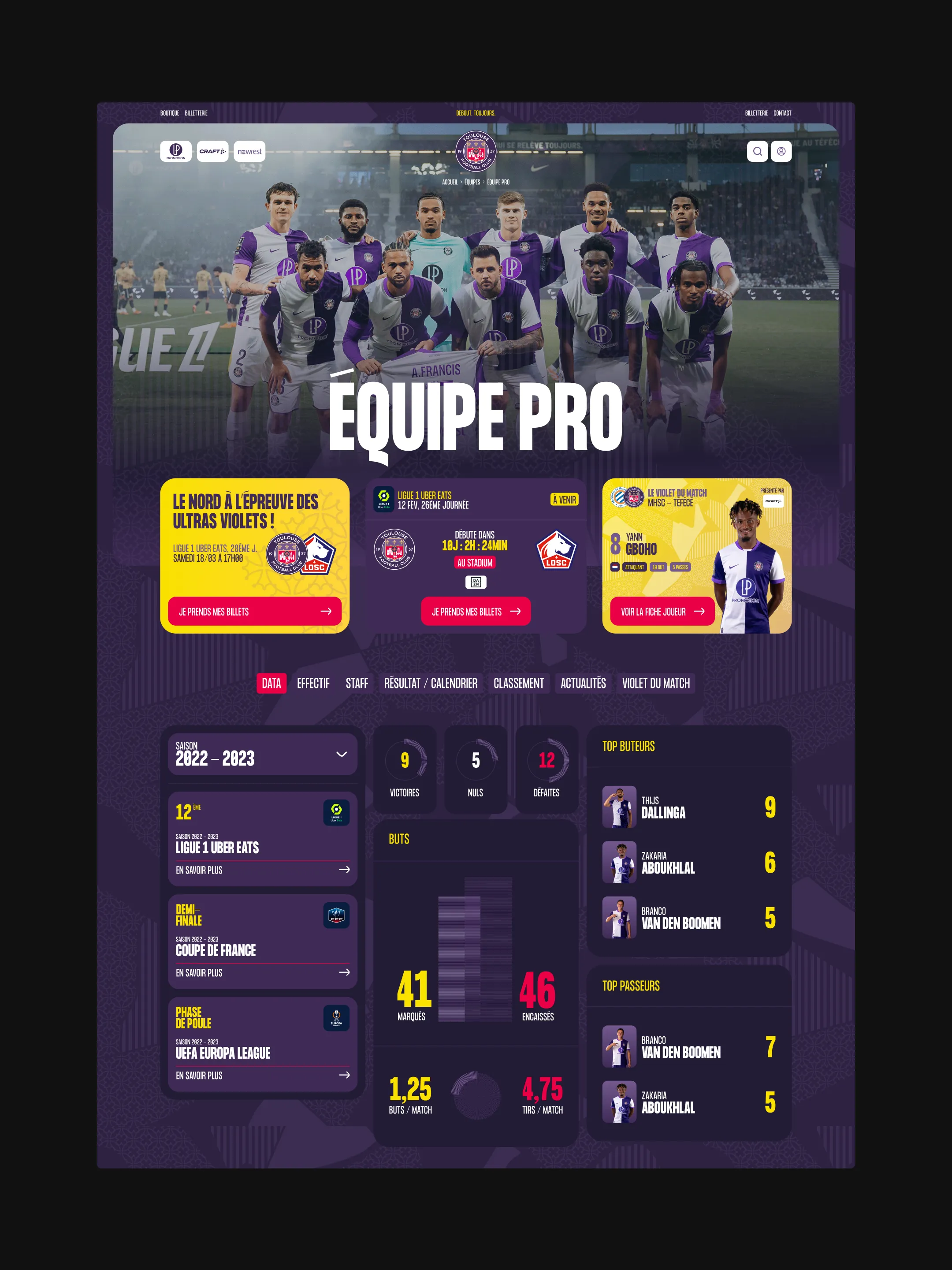 Refonte du site du Toulouse Football Club par l'agence digitale Supercolor