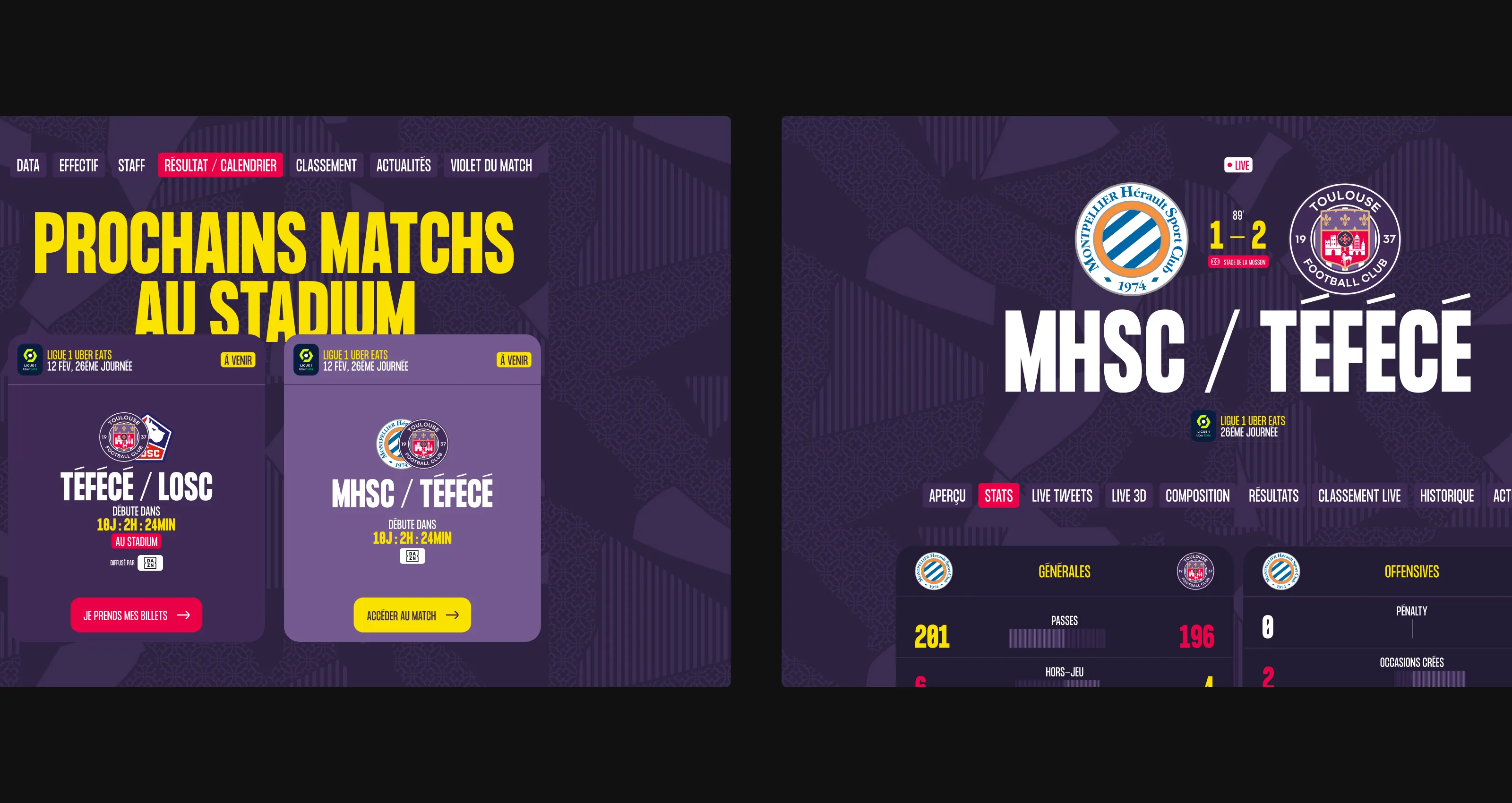 Interface du site du TFC, mise en page immersive et contenus exclusifs.