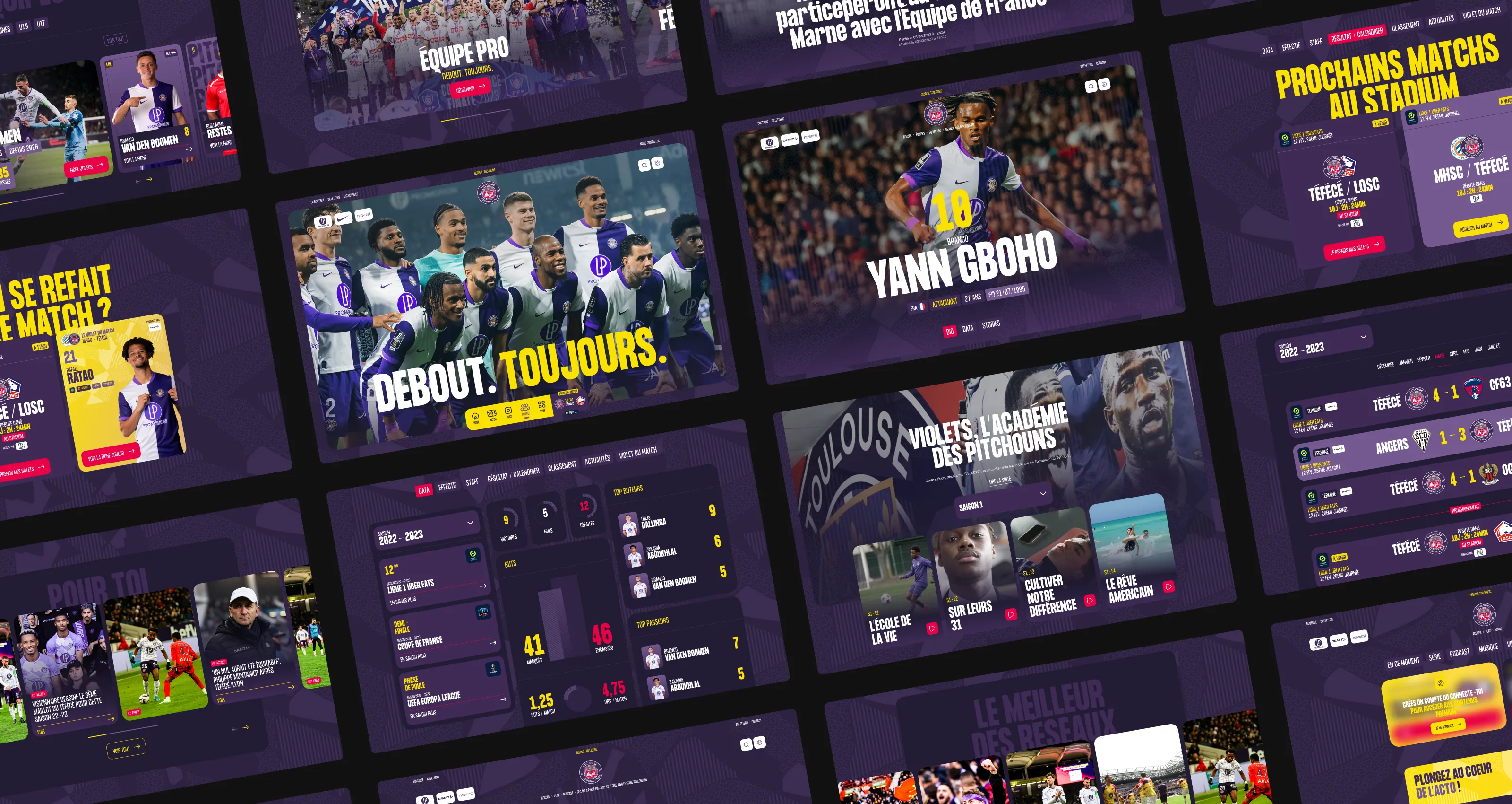 Module éditorial du site du Toulouse Football Club, visuel large.